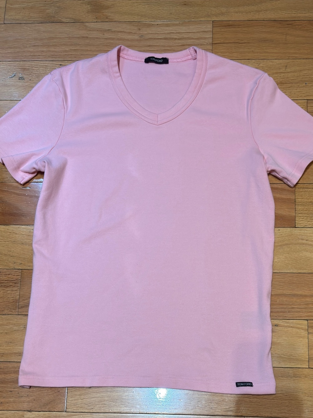 TOM FORD Pink V-Neck Short Sleeve Unisex T-Shirt - Cotton Blend - Logo - Size M - Picture 3 of 13